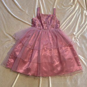 Rare Editions Girls Formal Pink Sleeveless Layered Skirt Dress